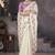 off-white crush georgette embroidered indian wedding saree