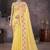 yellow crush georgette embroidered indian party wear saree
