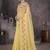 yellow crush georgette embroidered indian party wear saree
