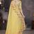 yellow crush georgette embroidered indian party wear saree