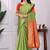 green red banarasi silk blend embroidered indian party wear saree