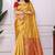 mustard yellow red banarasi silk blend embroidered saree