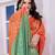 red rama green banarasi silk blend embroidered india traditional saree