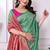 rama green pink banarasi silk blend embroidered festival saree