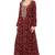Floral printed A-line Jalabiya with Golden and multicolor threadwork 