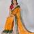 Engaging haldi yellow georgette embroidered indian designer saree