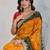 Engaging haldi yellow georgette embroidered indian designer saree