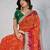 Seductive orange georgette embroidered indian designer festival saree