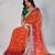 Seductive orange georgette embroidered indian designer festival saree
