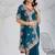 blue star georgette silk blend embroidered indian wedding saree