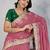 pink star georgette silk blend embroidered indian party wear saree
