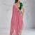 pink star georgette silk blend embroidered indian party wear saree
