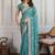 Entrancing sky-blue georgette embroidered indian wedding saree