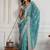sky-blue georgette embroidered indian wedding saree