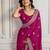 Enthralling rani pink georgette embroidered indian party wear saree