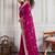 Enthralling rani pink georgette embroidered indian party wear saree