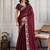 Wonderful maroon georgette embroidered indian wedding saree