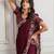 maroon georgette embroidered indian wedding saree