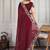 maroon georgette embroidered indian wedding saree
