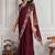 maroon georgette embroidered indian wedding saree