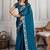 Fabulous blue georgette embroidered indian party wear saree