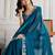 blue georgette embroidered indian party wear saree