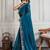blue georgette embroidered indian party wear saree