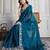 blue georgette embroidered indian party wear saree