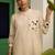 Beige cotton printed kurta-sets