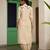 Beige cotton printed kurta-sets