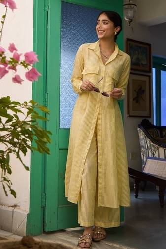 Yellow cotton printed  Co-ord set