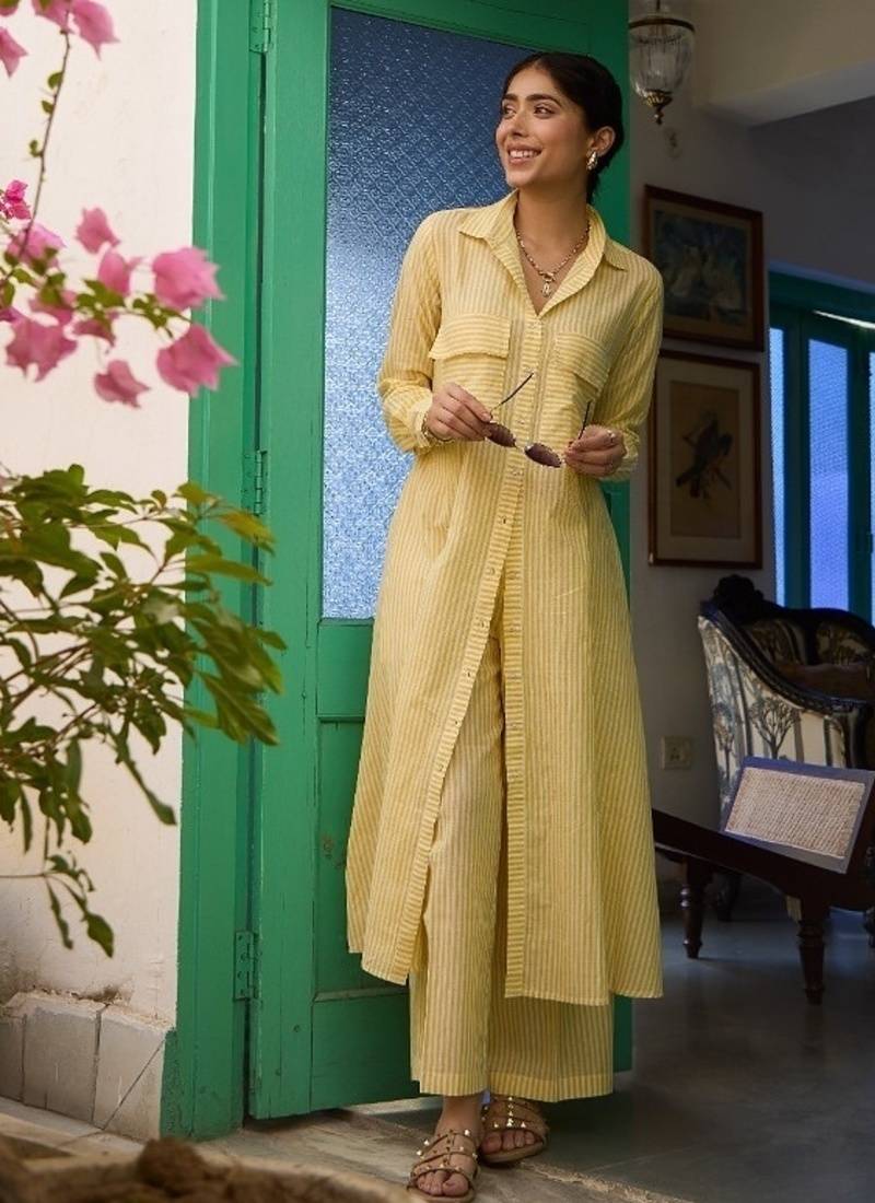 Yellow cotton printed  Co-ord set