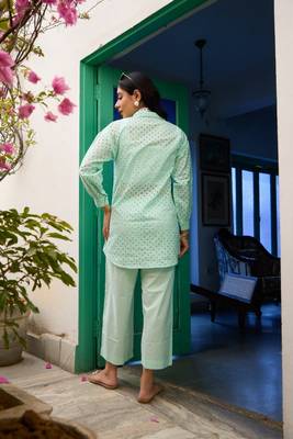 Blue linen printed   Co-ord set 2