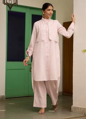 Baby-pink cotton printed kurta-sets 3