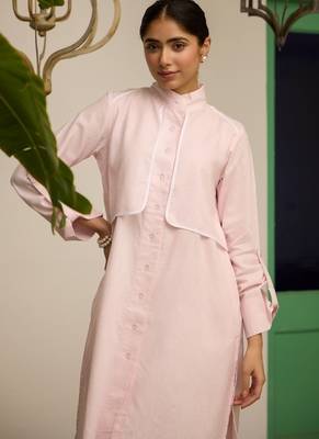 Baby-pink cotton printed kurta-sets 4