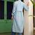 Blue linen printed Dress