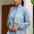 Blue linen printed Dress