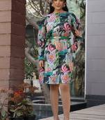 Green cotton printed Dress