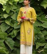 Yellow lawn printed kurta-sets