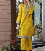 Yellow lawn printed kurta-sets