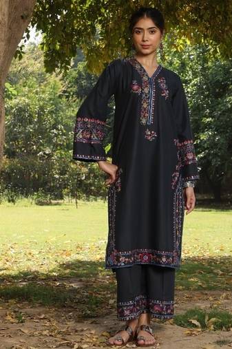 Black lawn printed kurta-sets