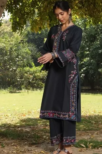 Black lawn printed kurta-sets