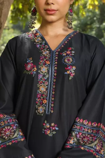 Black lawn printed kurta-sets