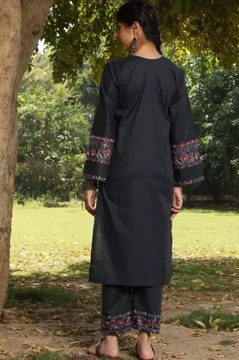Black lawn printed kurta-sets