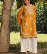 Yellow lawn printed kurta-sets