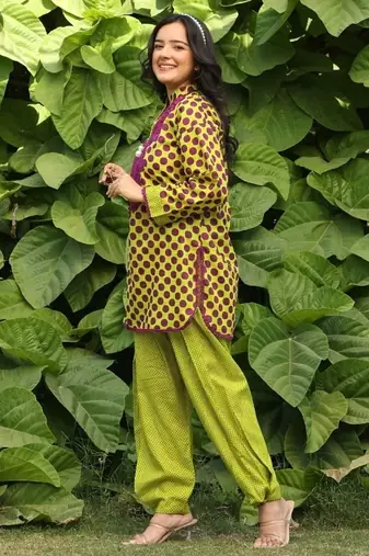 Green lawn printed kurta-sets