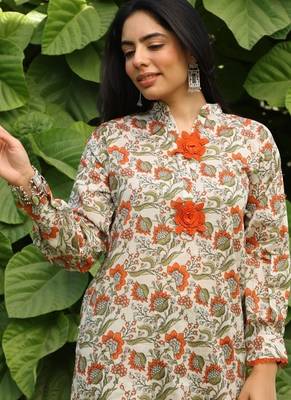 Green lawn printed Co-ord set 2
