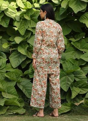 Green lawn printed Co-ord set 3