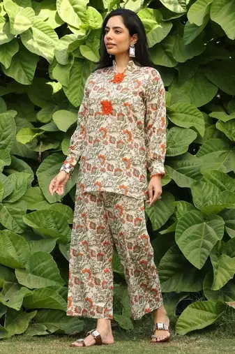 Green lawn printed Co-ord set