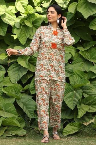 Green lawn printed Co-ord set